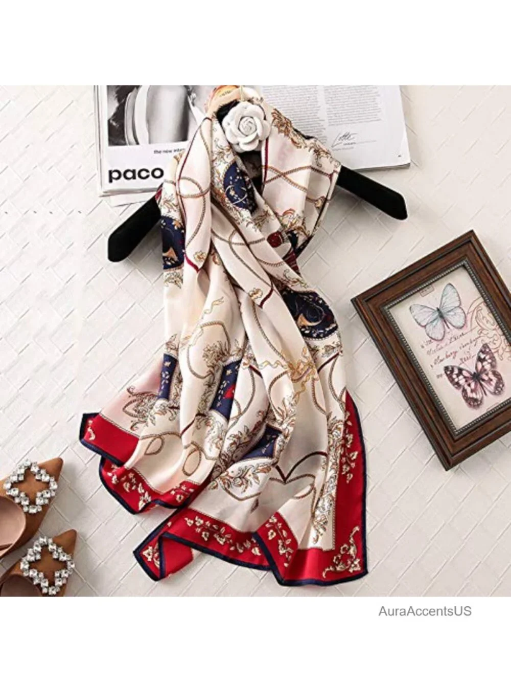 100% Silk Long Oblong Shawl - Fashion Scarf